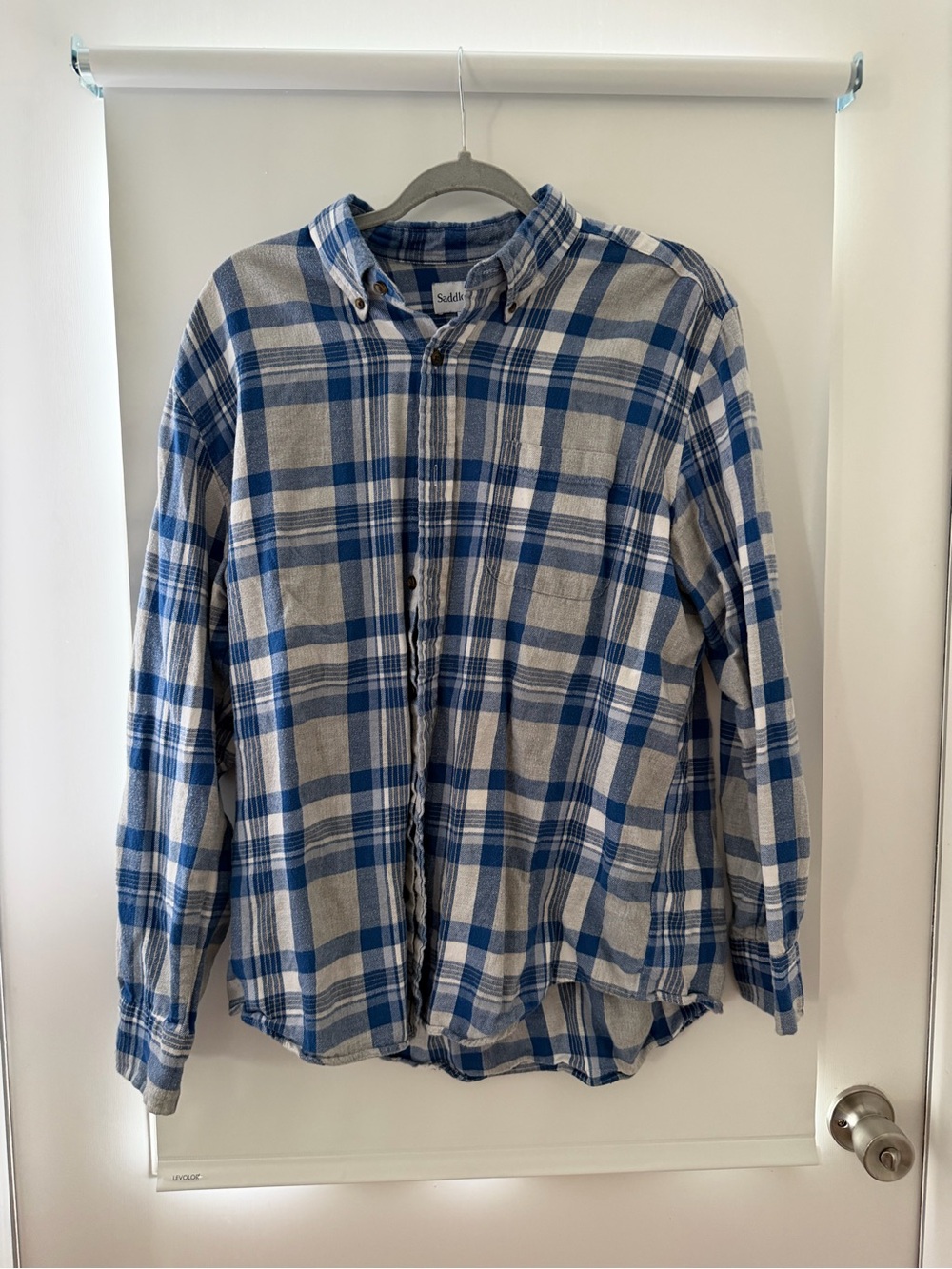Sadie & Sage Blue and Gray Plaid Button-Down Shirt